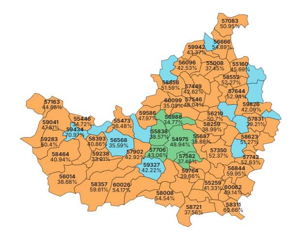 harta cluj rezultate prezidentiale tur1 instanewscluj-instanewscluj